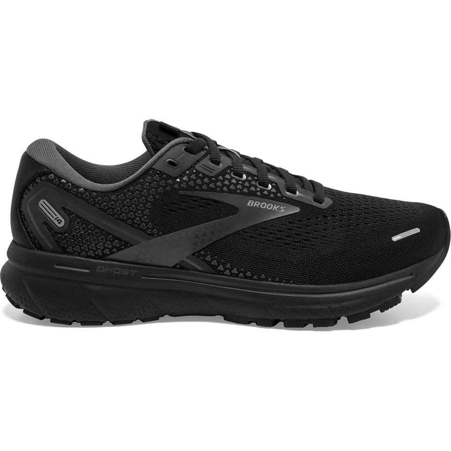Women's Brooks Ghost 14, Black/Black/Ebony, 7 B Medium