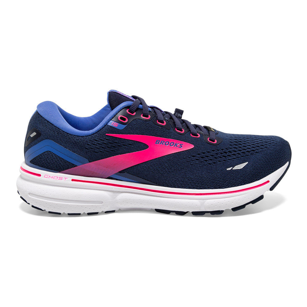 Women's Brooks Ghost 15 GTX, Peacoat/Blue/Pink, 7 B Medium