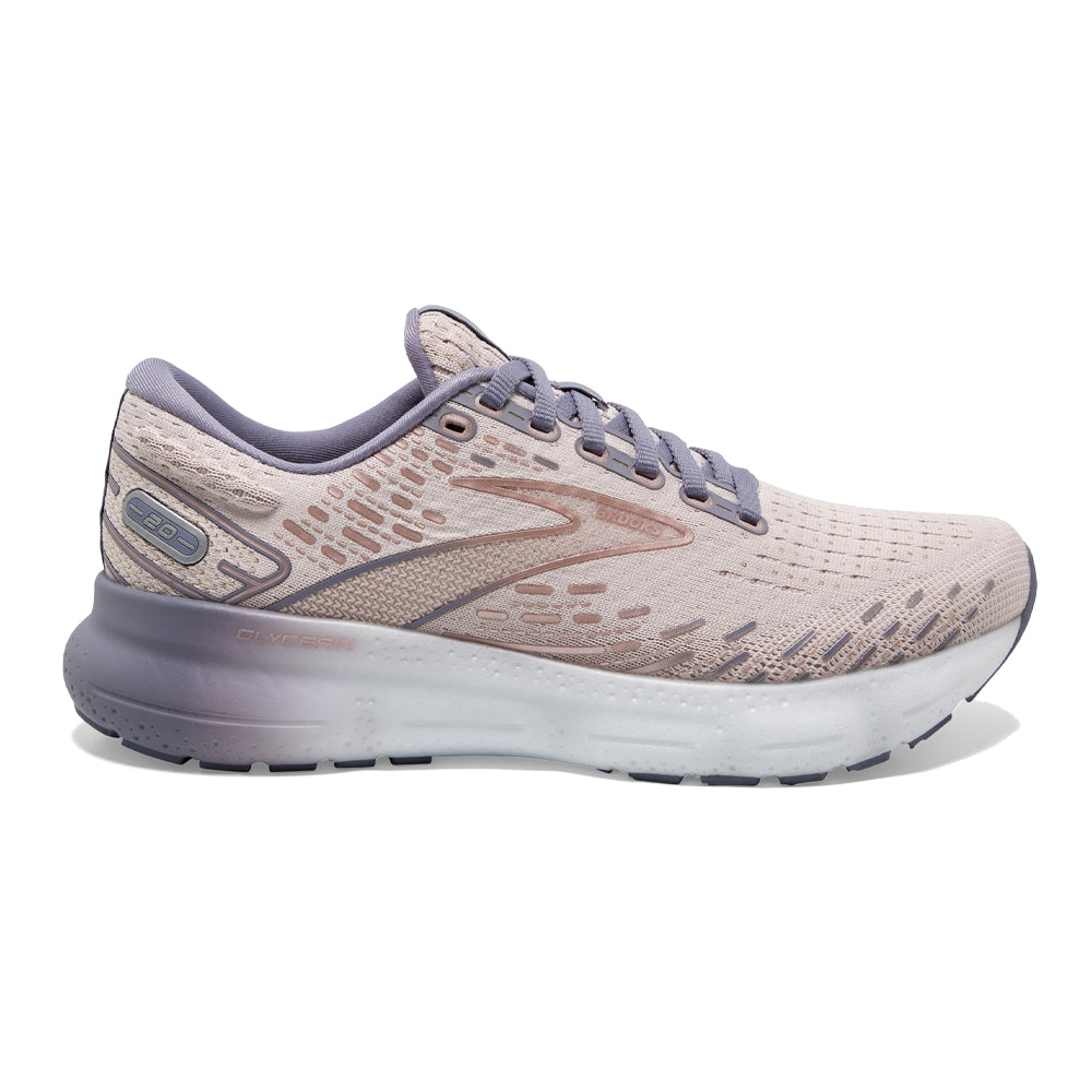 Women's Brooks Glycerin 20, Lilac/Silver Bullet/Pink, 8.5 B Medium