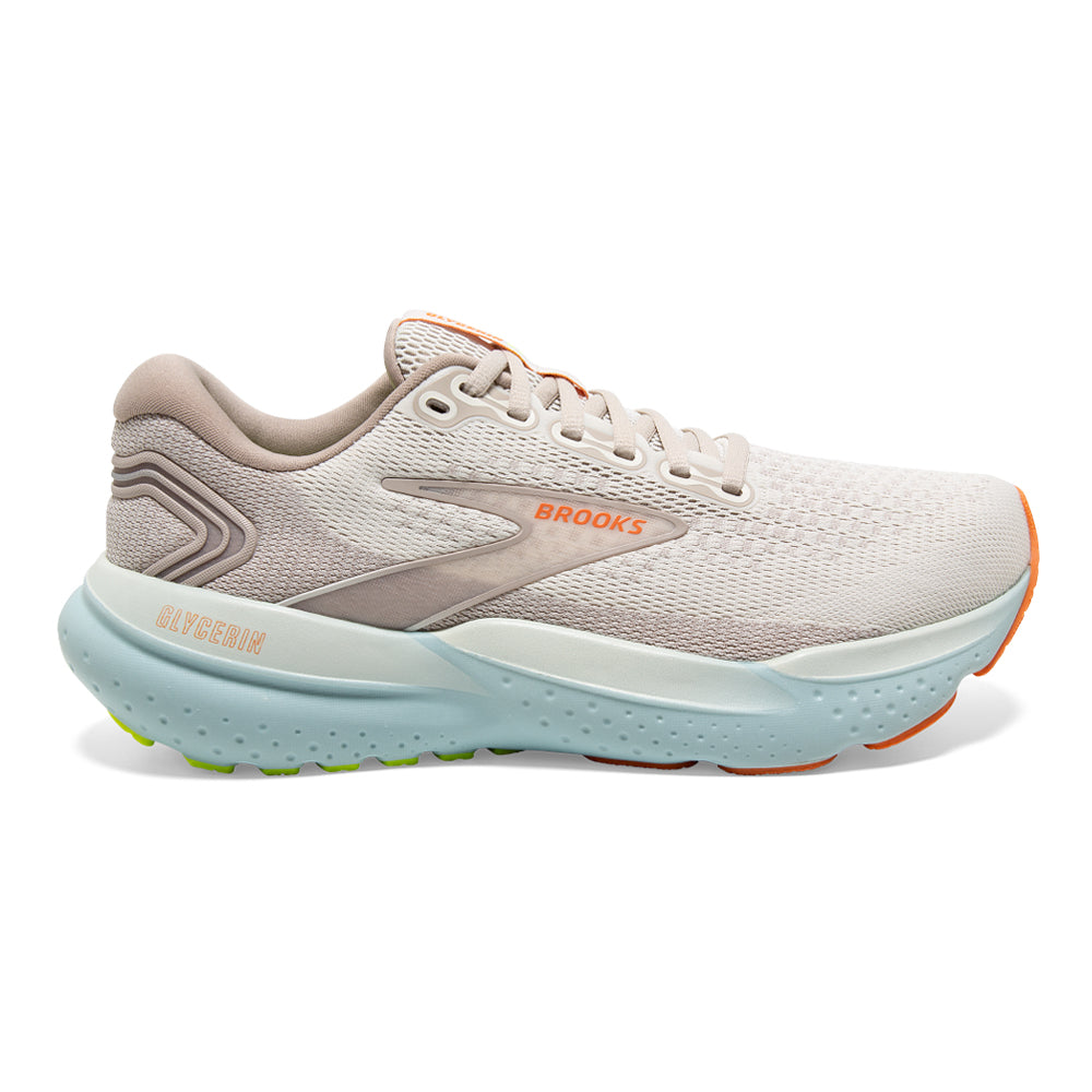 Women's Brooks Glycerin 21, Coconut/Aqua/Autumn Sunset, 12 D Wide