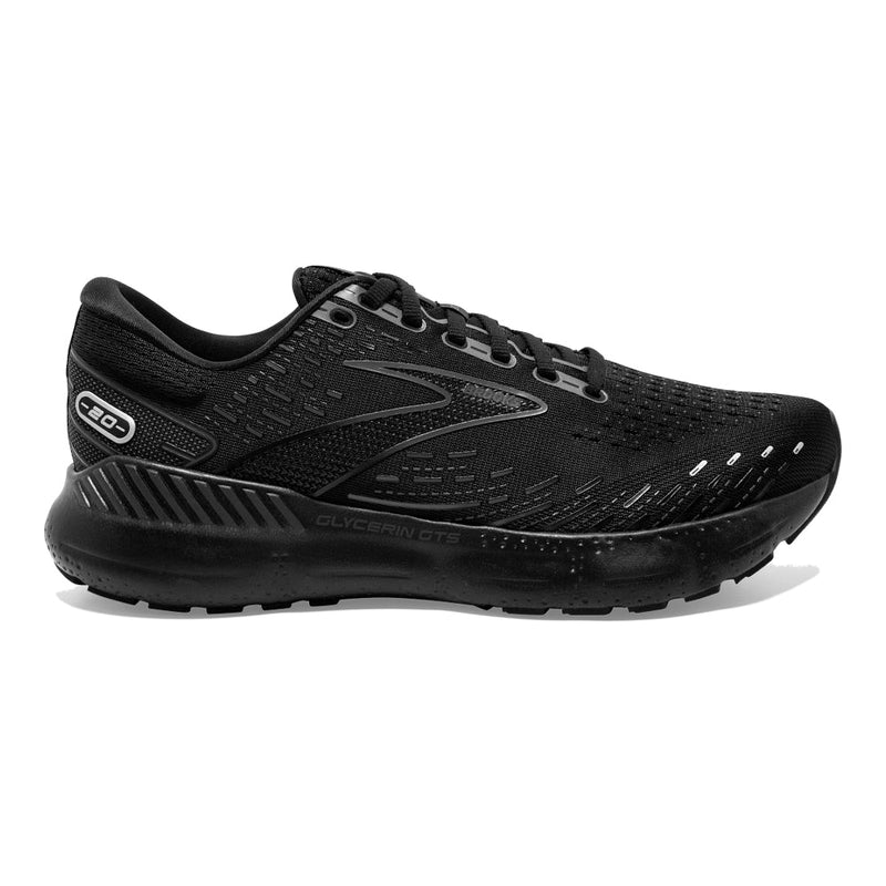 Women's Brooks Glycerin GTS 20, Black/Black/Ebony, 8 D Wide