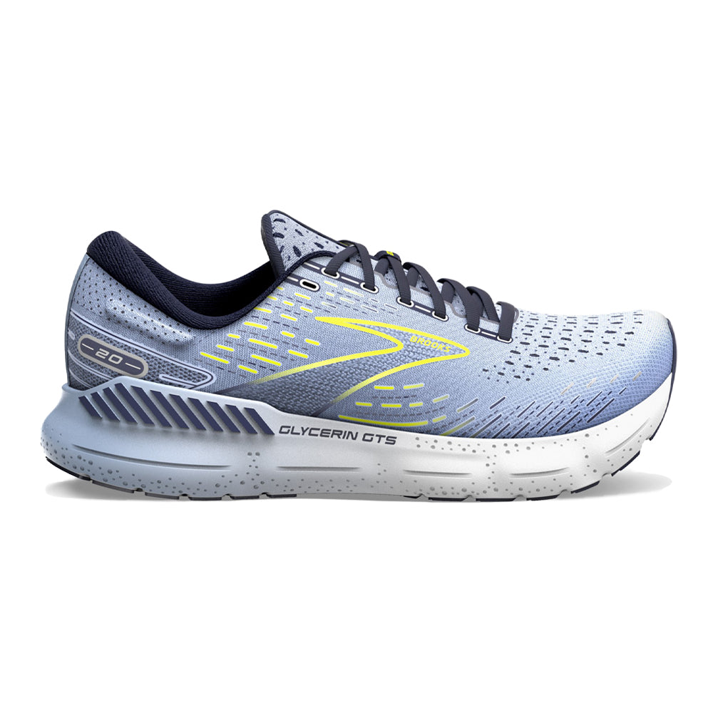 Women's Brooks Glycerin GTS 20, Light Blue/Peacoat/Nightlife, 9.5 B Medium