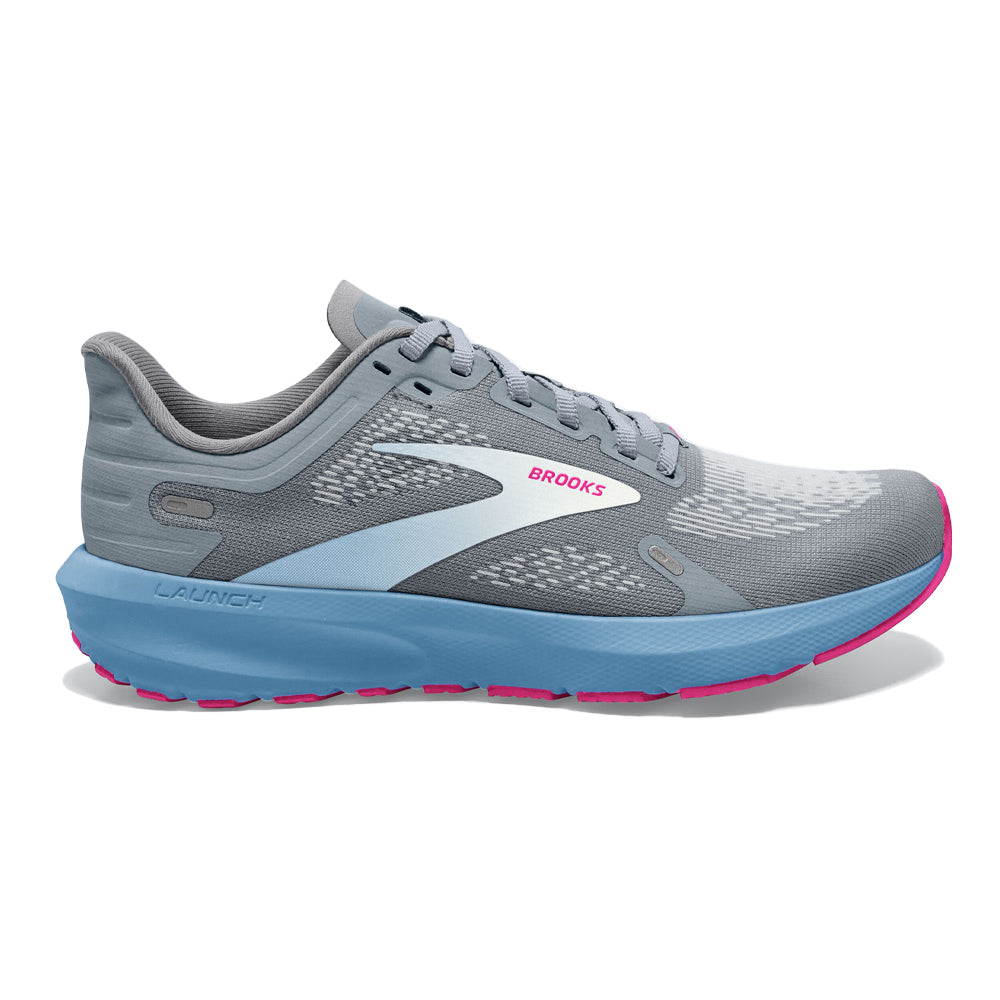 Women's Brooks Launch 9, Grey/Blue/Pink, 9.5 B Medium