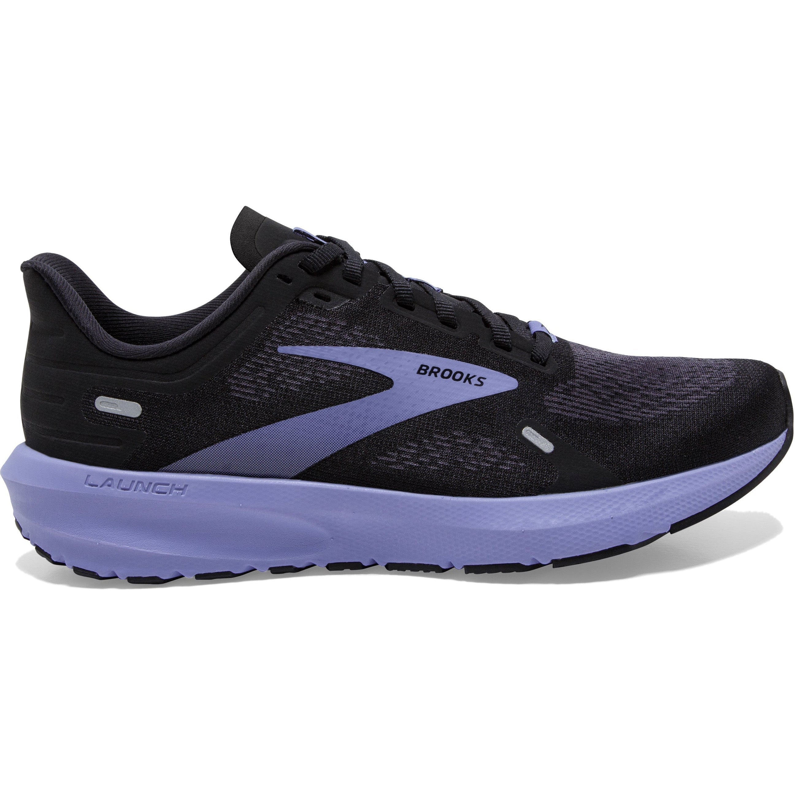 Women's Brooks Launch 9, Black/Ebony/Purple, 8.5 D Wide