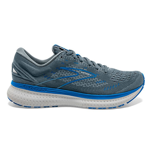 Men's Brooks Glycerin 19, Quarry/Grey/Dark Blue, 12 2E Wide